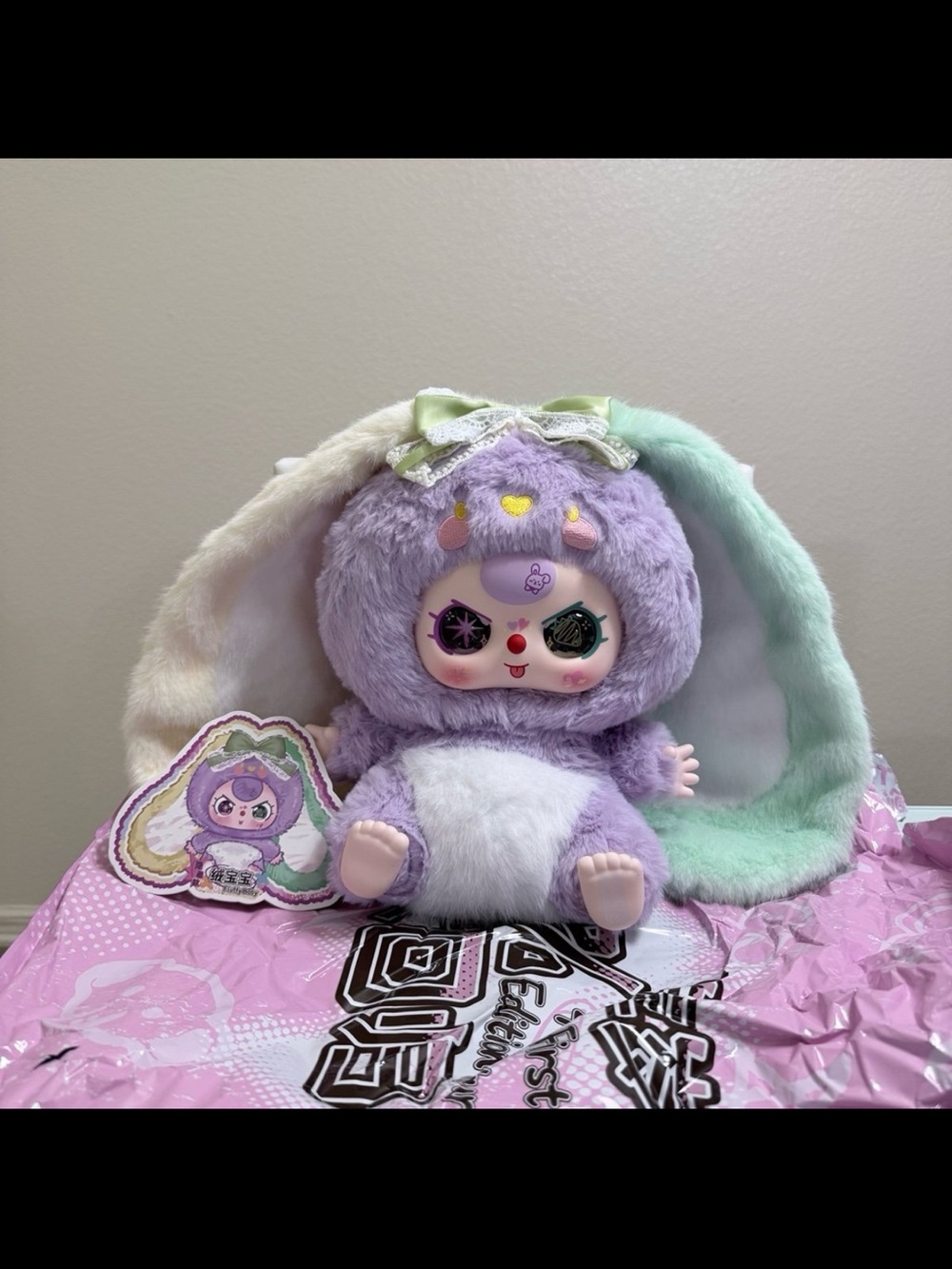 Plush Bunny-Ear Doll in Lavender and Mint - Kids Accessories 400 baby three secr
